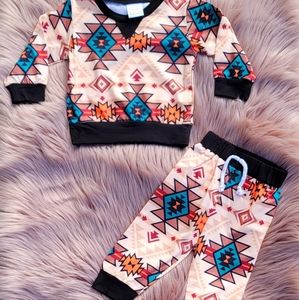 Black aztec jogger set